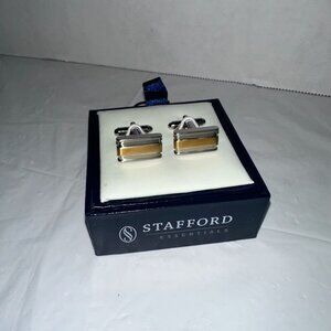 Stafford Essentials Mens Gold & Silver Tone Cufflinks In Box